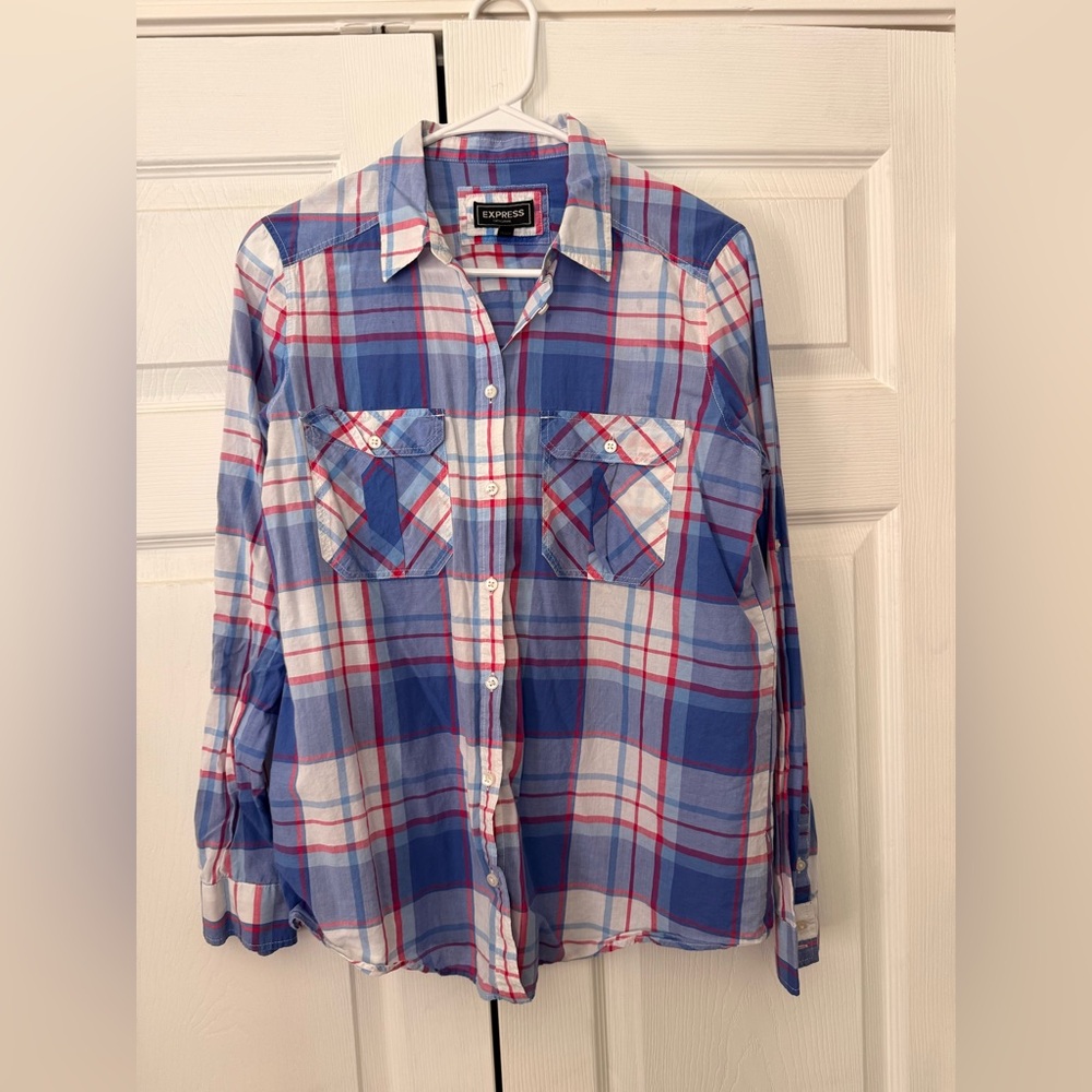 Express Multicolor Plaid Shirt